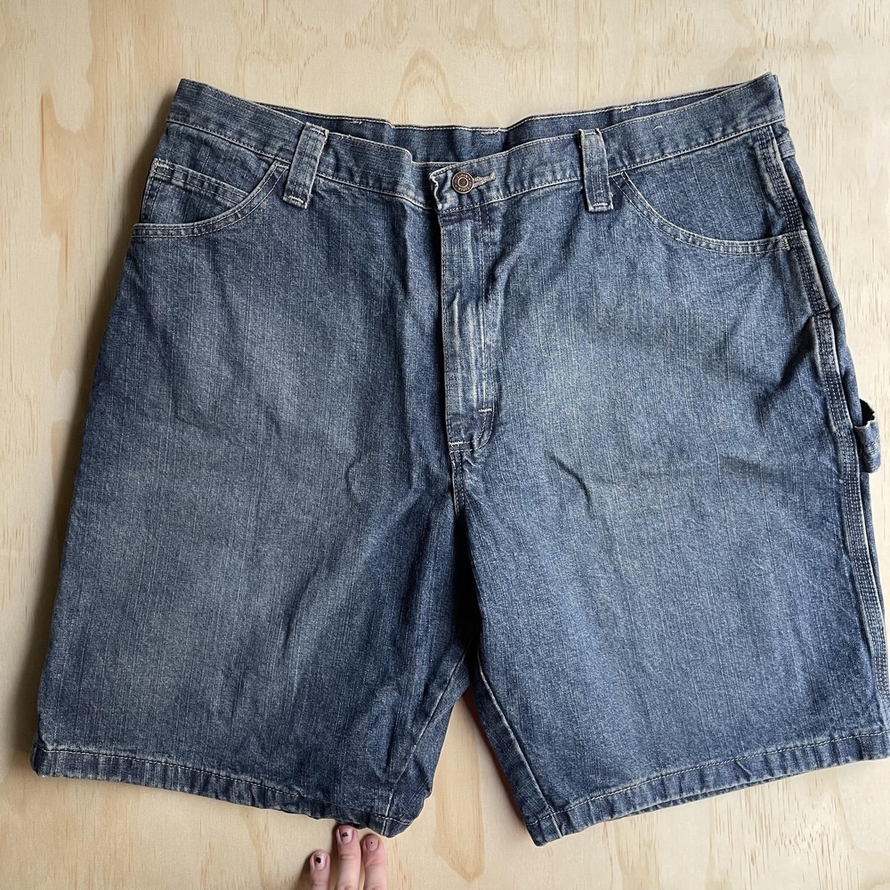 Y2K Wrangler Carpenter Shorts Mens 38 Denim Cargo Workwear Utility Relaxed Fit